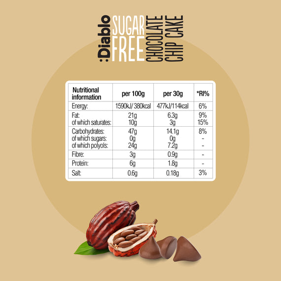 Sugar Free Chocolate Chip Cake (200g)