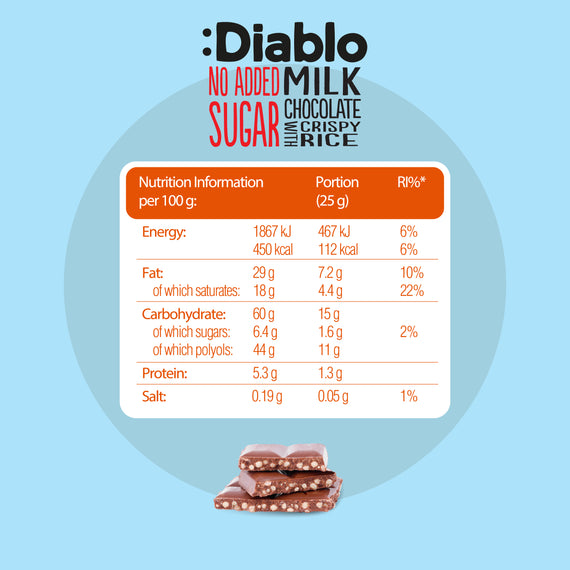 Milk Chocolate with Crispy Rice with Stevia (75g)