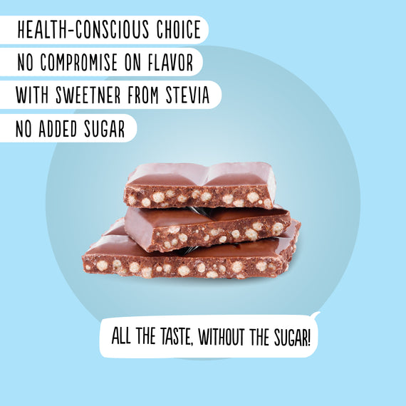 Milk Chocolate with Crispy Rice with Stevia (75g)