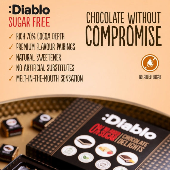 Delight No Added Sugar Chocolate Box Noir, Hazelnut, Forrest Fruit  (12 pieces, 115g)
