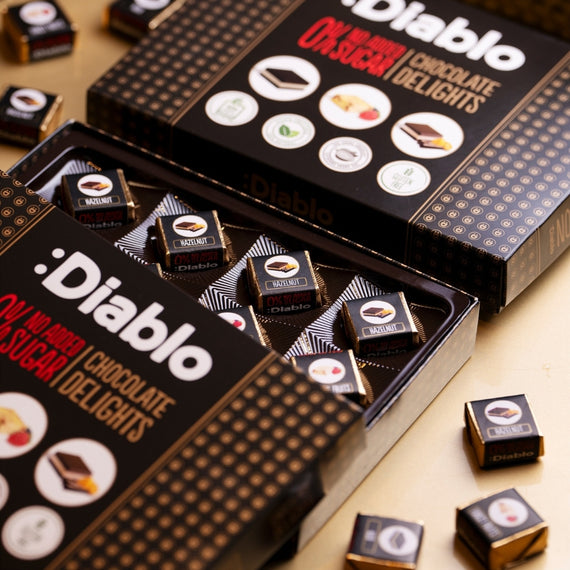 Delight No Added Sugar Chocolate Box Noir, Hazelnut, Forrest Fruit  (12 pieces, 115g)