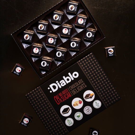 Delight No Added Sugar Chocolate Box Noir, Hazelnut, Forrest Fruit  (12 pieces, 115g)