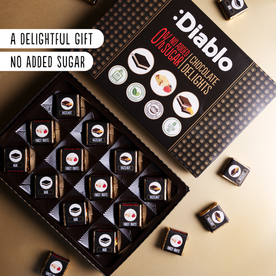 Delight No Added Sugar Chocolate Box Noir, Hazelnut, Forrest Fruit  (12 pieces, 115g)