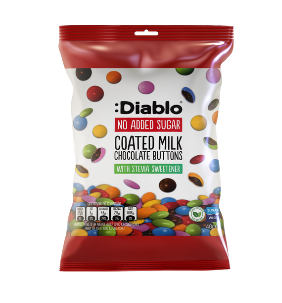 No Added Sugar Coated Milk Chocolate Buttons (40g)