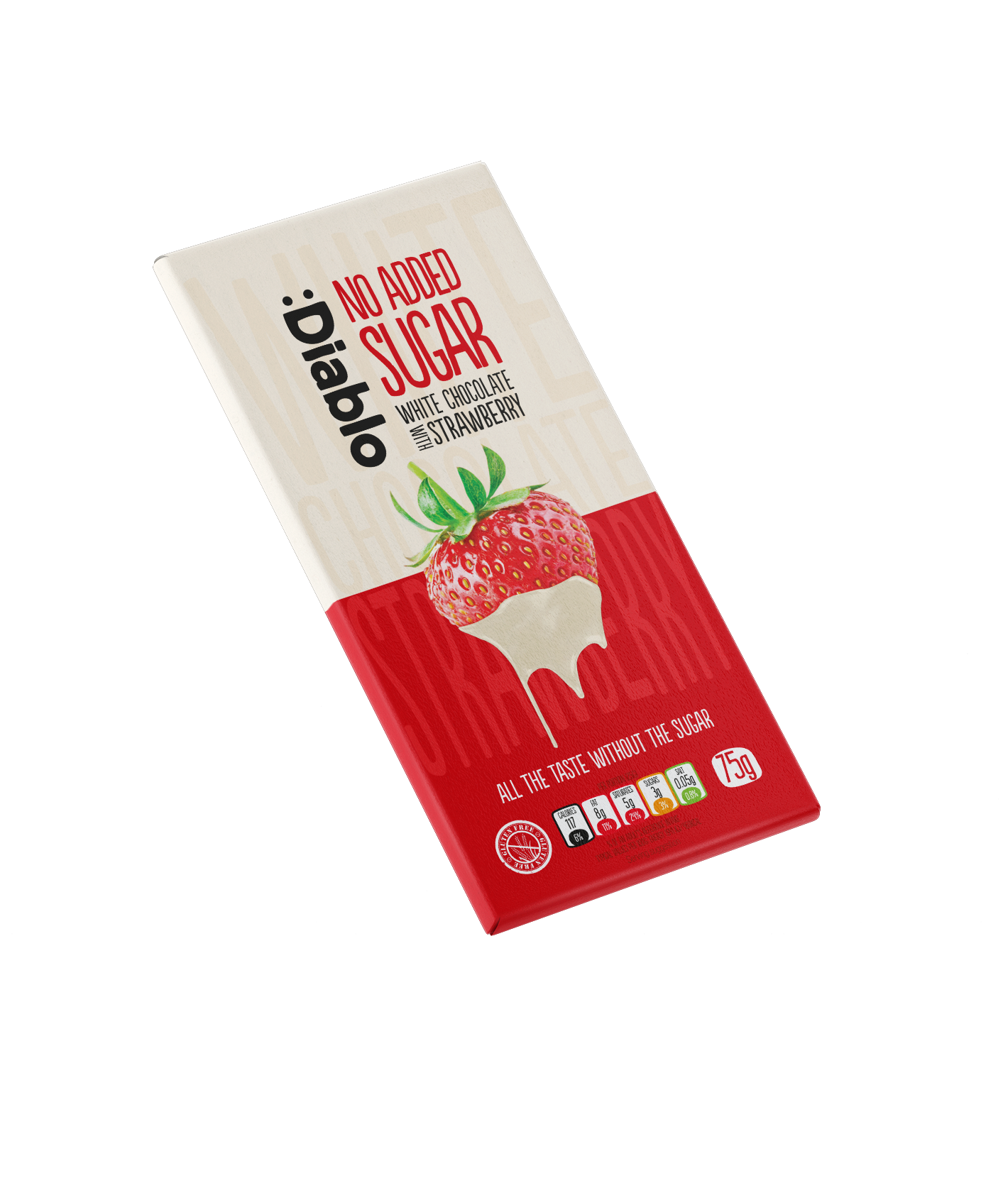 Diablo No Added Sugar White Chocolate with Strawberry