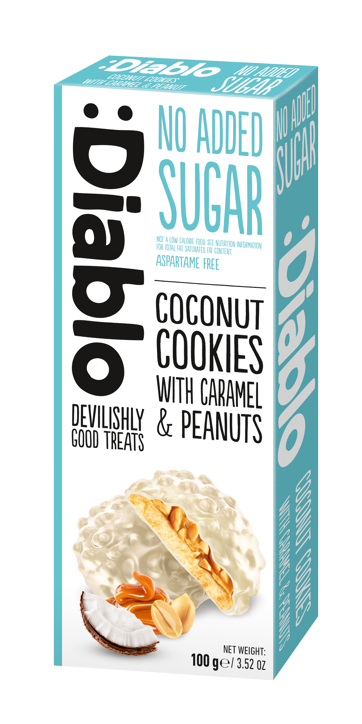 Diablo No Added Sugar Coconut Cookies with Caramel and Peanuts 100g pack