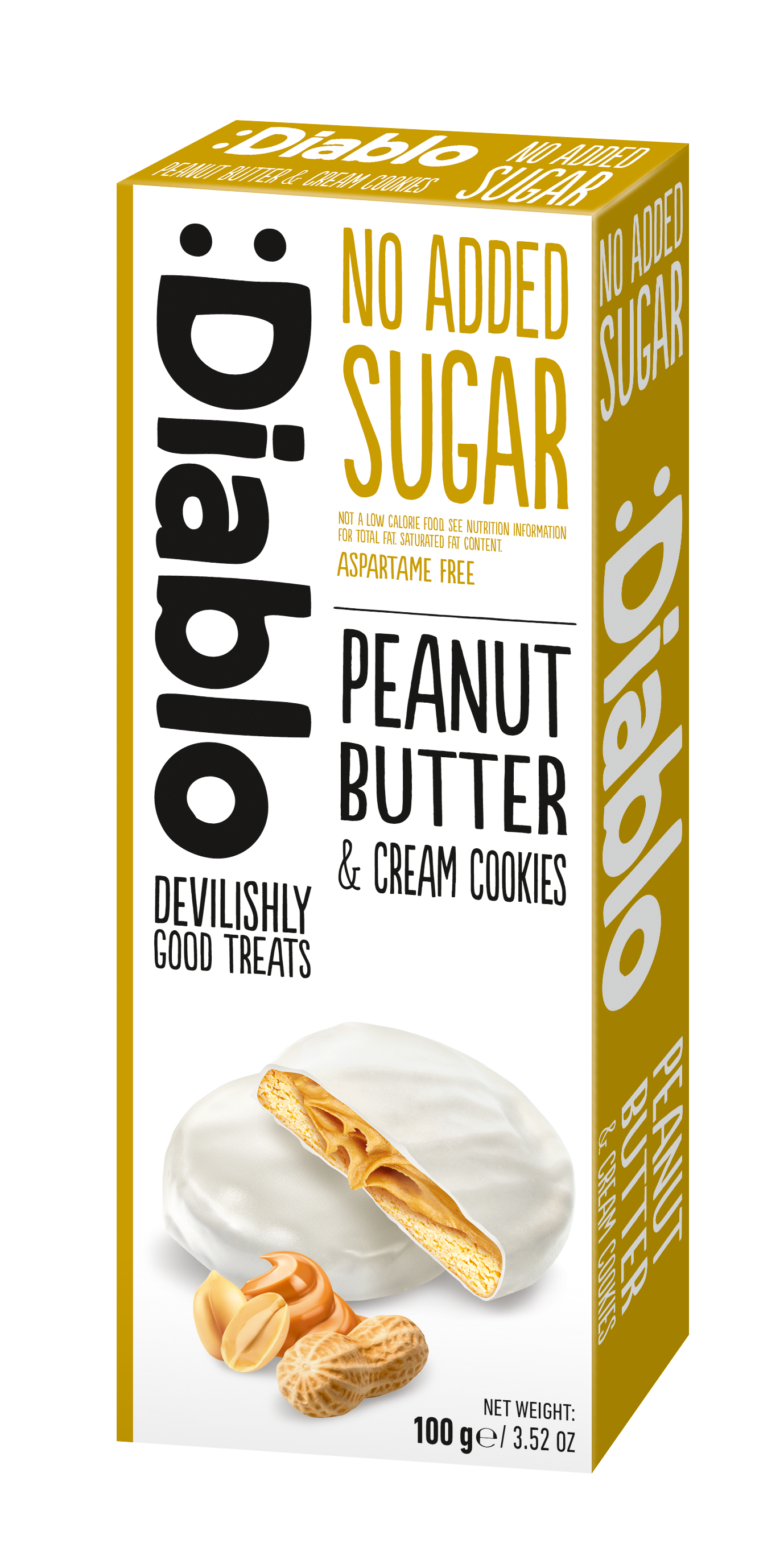 Diablo No Added Sugar Peanut Butter and Cream Cookies 100g pack