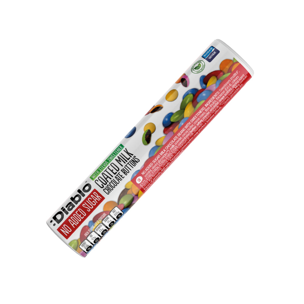 Diablo No Added Sugar Coated Milk Chocolate Buttons Tube 22g