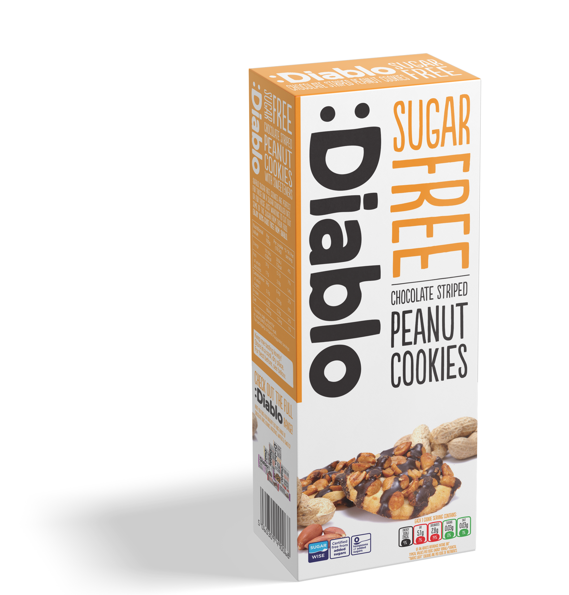 Sugar Free Chocolate Striped Peanut Cookies 150g