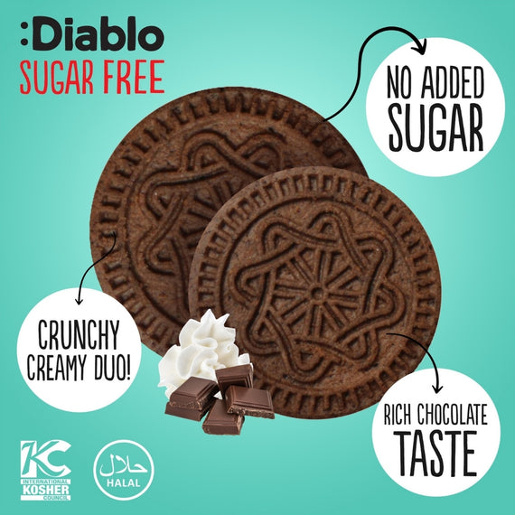 Sugar Free Extra Dark Cocoa Flavour Sandwich Cookie with Vanilla Cream (176g)