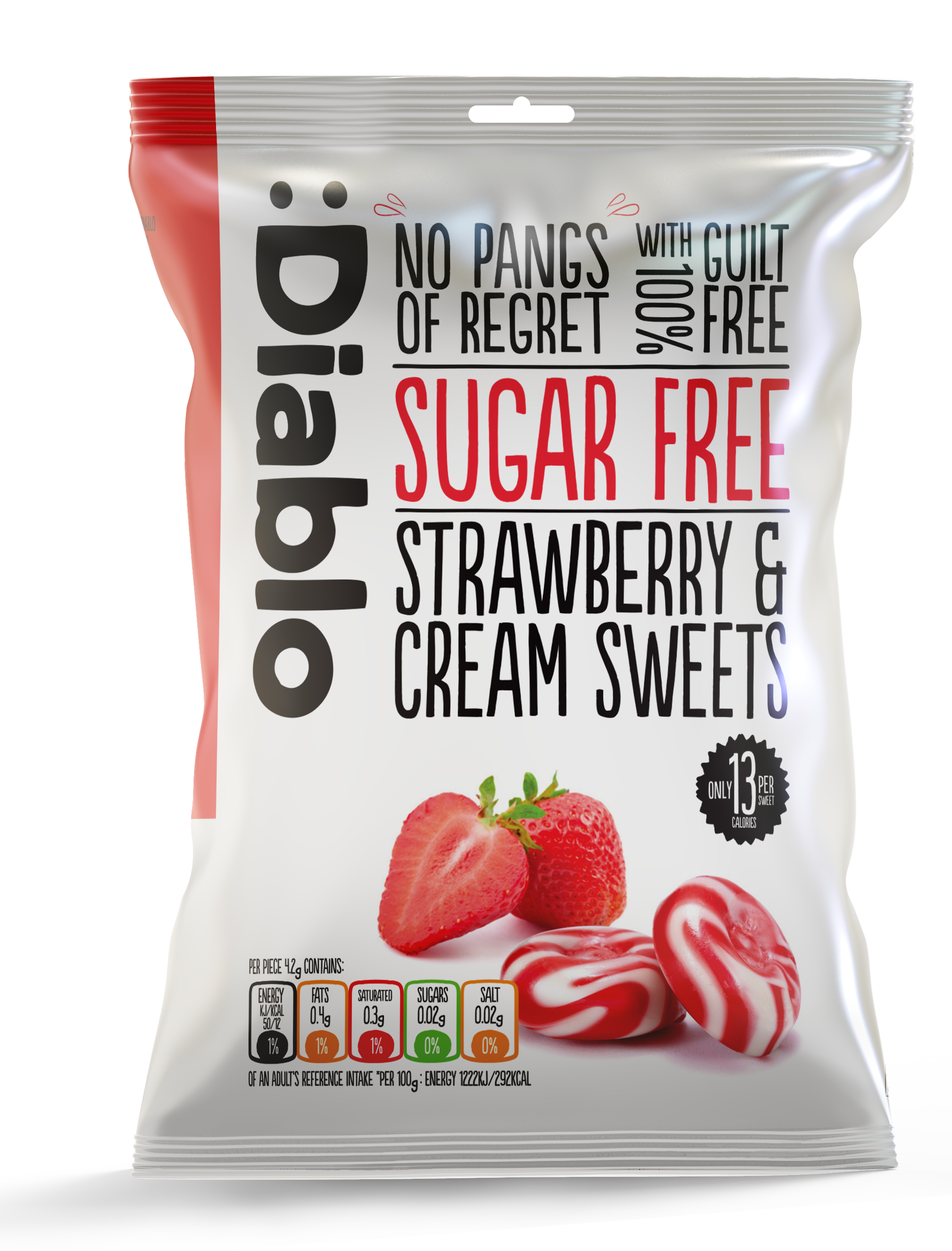 Diablo Sugar Free Strawberry and Cream Sweets 75g