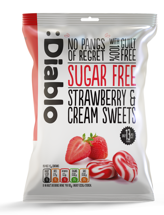 Diablo Sugar Free Strawberry and Cream Sweets 75 g